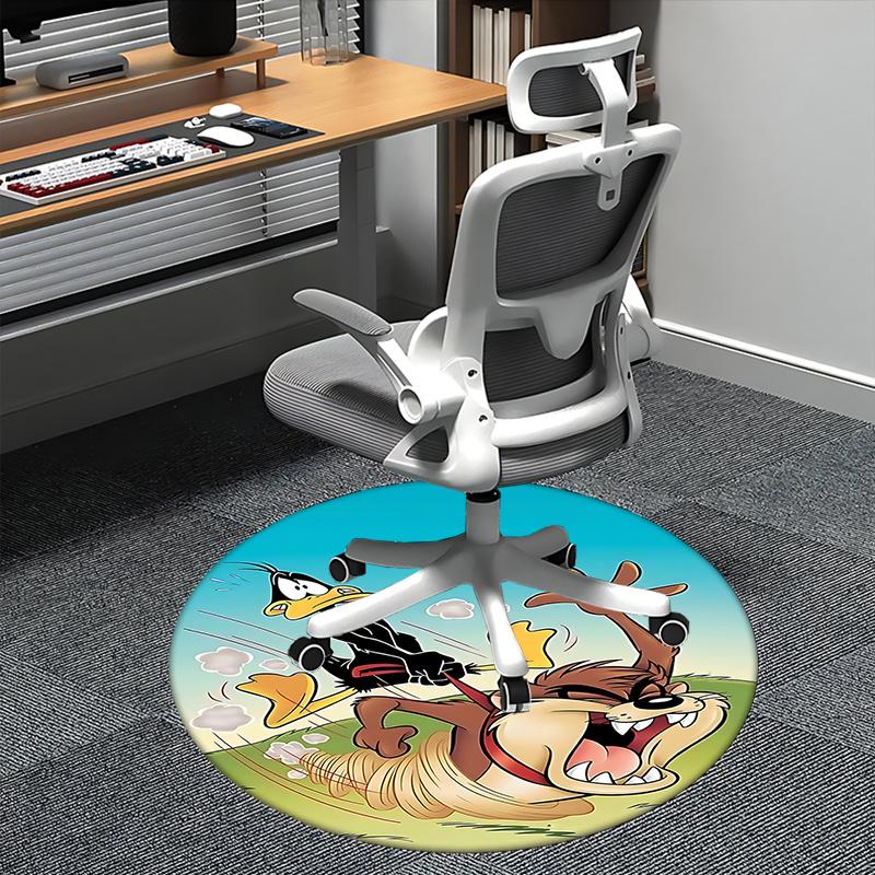 

Looney Tunes Daffy Duck & Tasmanian Devil Round Chair Mat - Home Decor, Sofa Carpet 80cm