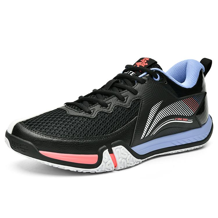 Li Ning Saga 2 Lite Rubber Breathable Low Top Badminton Shoes Unisex Black White AYTT003-1
