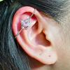 Hot Sale Trendy Women's 63mm 2.5g Long Barbell Industrial Piercing Jewelry Stud Earrings Zircon Alloy S925 Silver Bow Shape