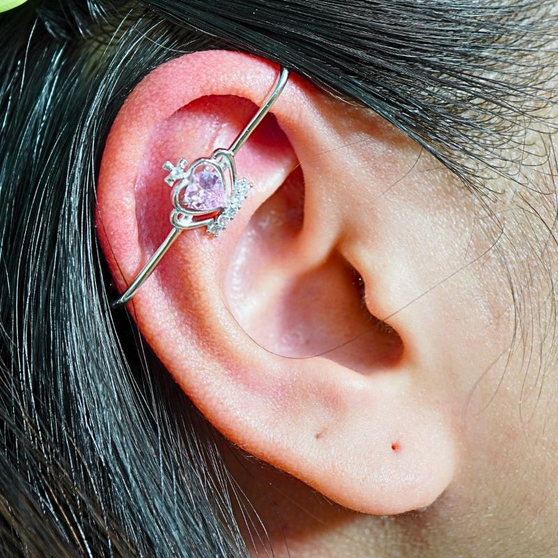 Hot Sale Trendy Women's 63mm 2.5g Long Barbell Industrial Piercing Jewelry Stud Earrings Zircon Alloy S925 Silver Bow Shape