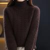 Turtleneck Sweater Women's Autumn and Winter Twisted Long-sleeved Knitted Sweater Loose and Casual Pullover