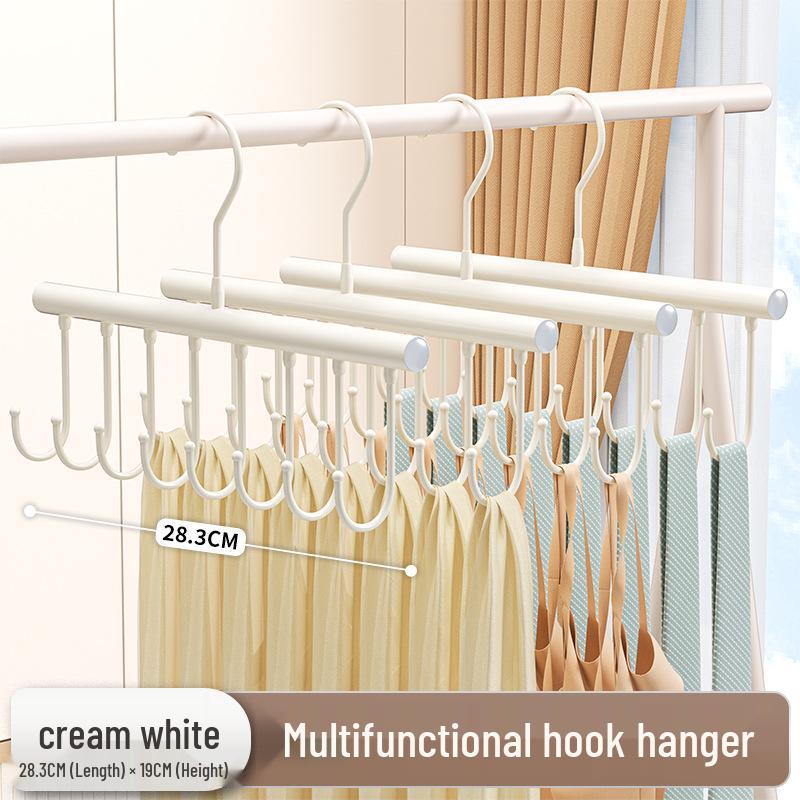 Percha Multifuncional de Madera Maciza con Tirantes y Múltiples Ganchos para Uso en el Hogar y el Dormitorio