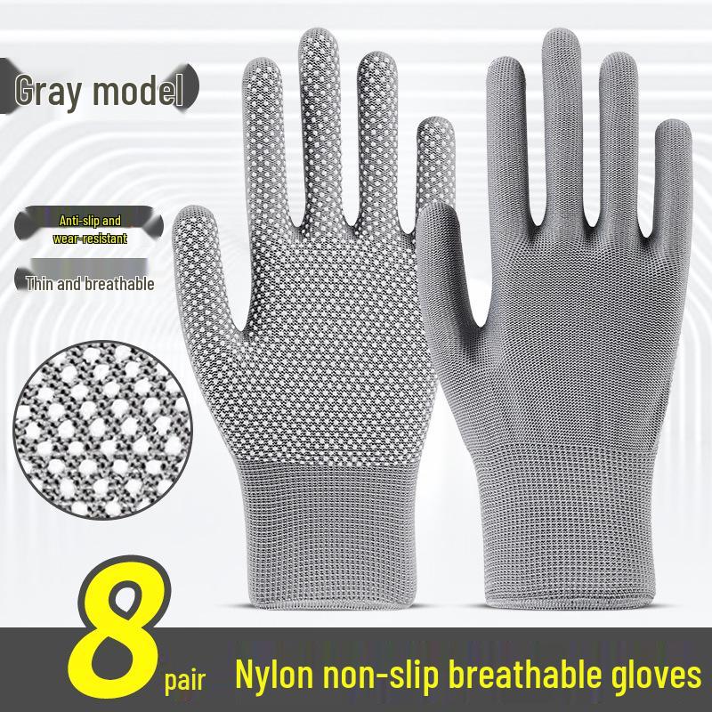 Breathable Non-Slip Nylon Summer Work Gloves - Unisex, Wear-Resistant, Sunscreen