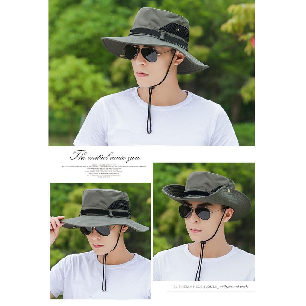 Men s Fisherman Hat   Outdoor Fishing Sunscreen Face Cover UV   Big Brim