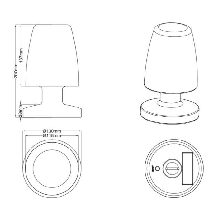Lampe de table - TRIO - Dora - Blanc - 13 cm - IP44 - Rechargeable USB