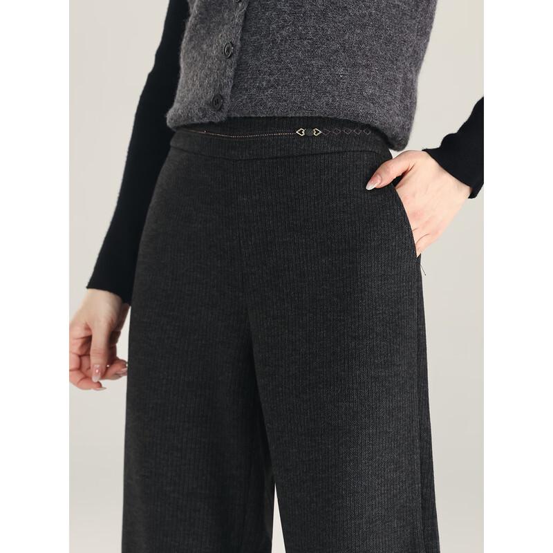 Women's High-Waist Thickened Wool Blend Straight-Leg Pants