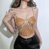 Bustiers Gothic Korsett Top Nachtclub Party Cropped Damen Tank Top Strass Quaste Cropped Navel Slim Tank Tops