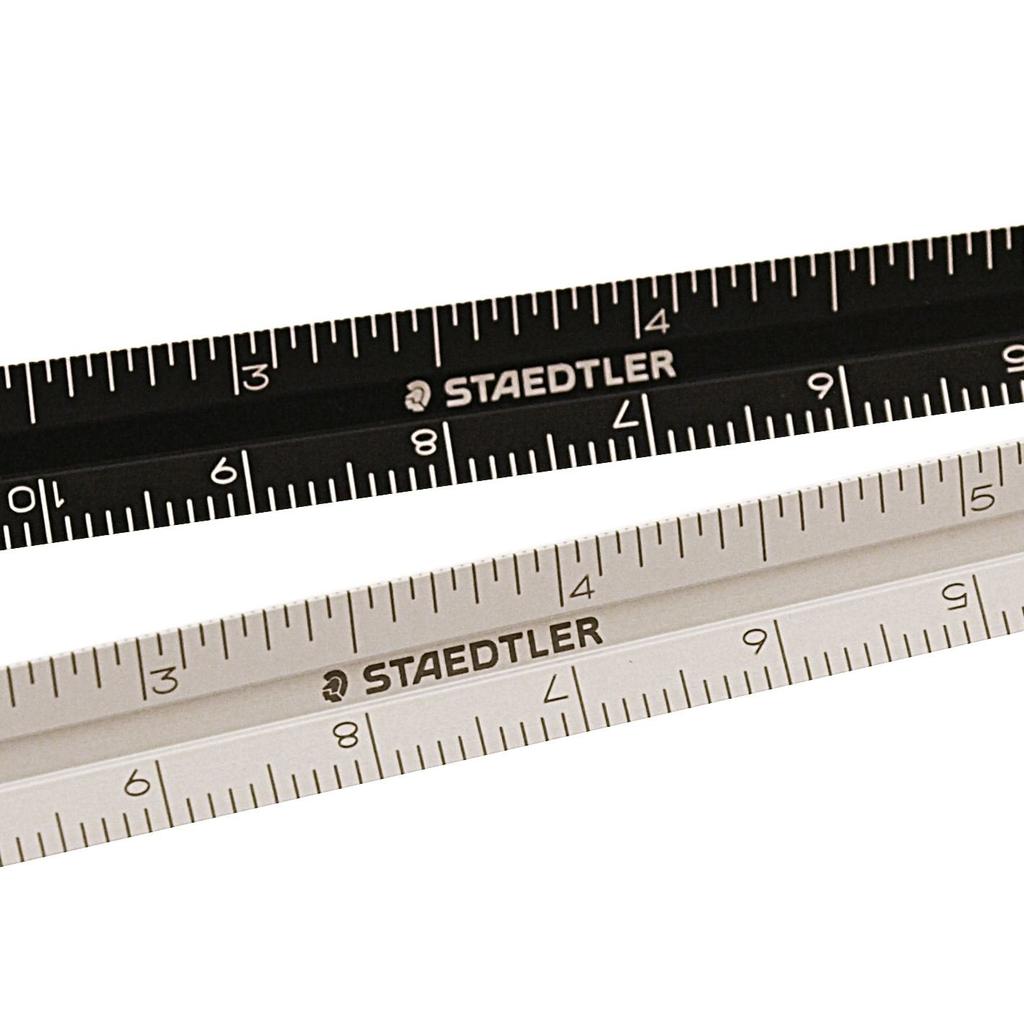 Staedtler Ruler, Triangular Scale, Aluminum, Zero Start, Black, 561, 7-9