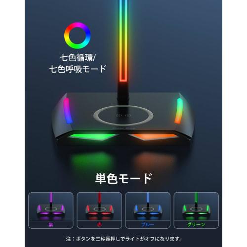 New Bee Z12 Headphone Stand, Desktop Headset Stand with RGB Lighting, Type-C and USB Ports for Data Transfer/Charging, Wired Headphone Holder, Easy As