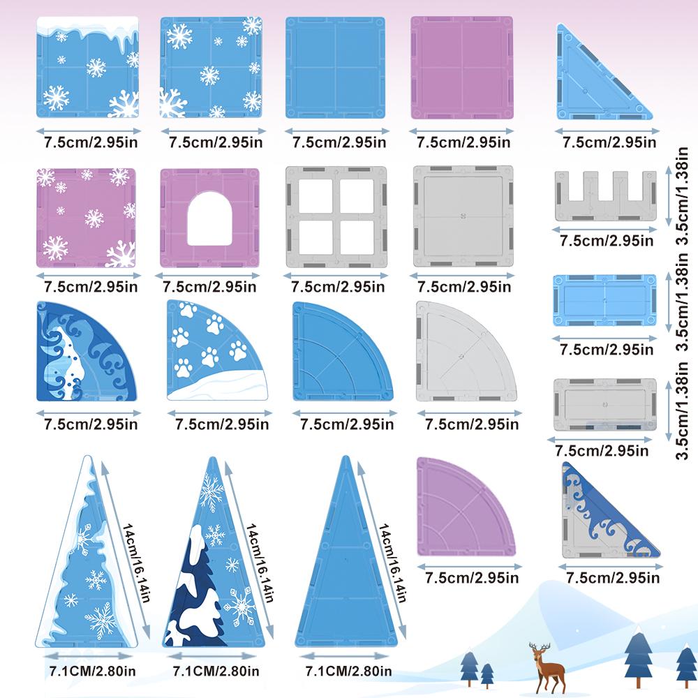 Magnetic Building Blocks Snow Ice Animal DIY Magnet Tiles STEM Educational Sensory Toys for Kids 3+ Boys Girls Birthday Gift