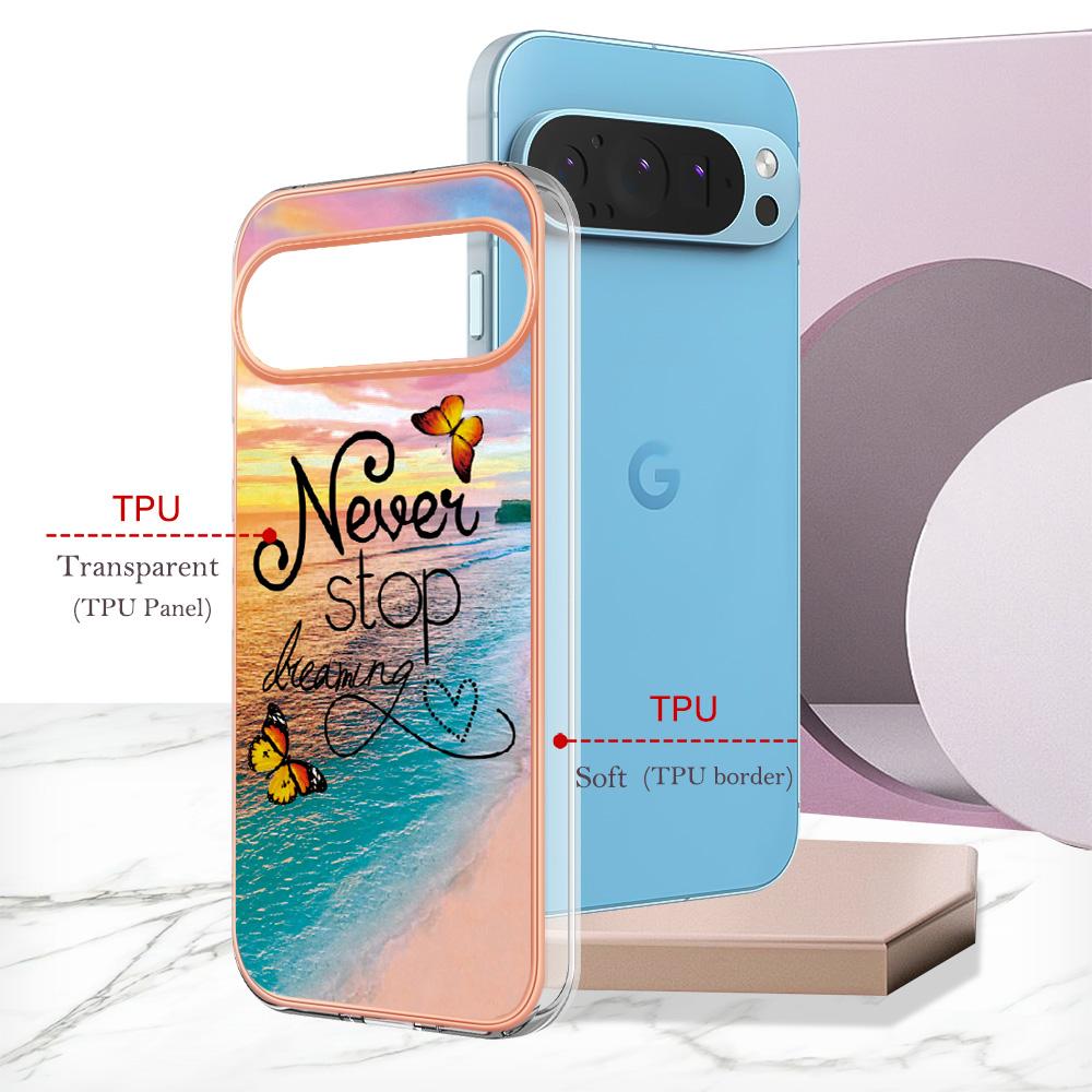 For Google Pixel 9/Pixel 9 Pro Case with IMD Marble Flower Pattern TPU Mobile Back Cover
