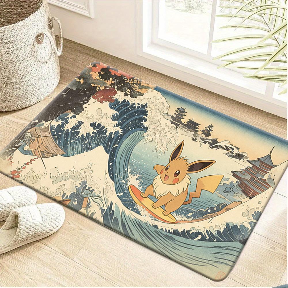 

Pokemon Mewtwo Surfing The Great Wave Print Doormat Anti-slip Absorbent Floor Mat for Home Entrance Bedroom Living Room Decor 40cm x 60cm
