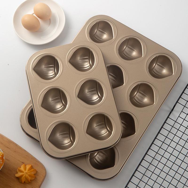 6/9/12 Cavity Chestnut Shaped Cake Baking Tray Mold Madeleine Butter Rice Cake Mold Non-Stick Carbon Steel Kitchen Baking Tool