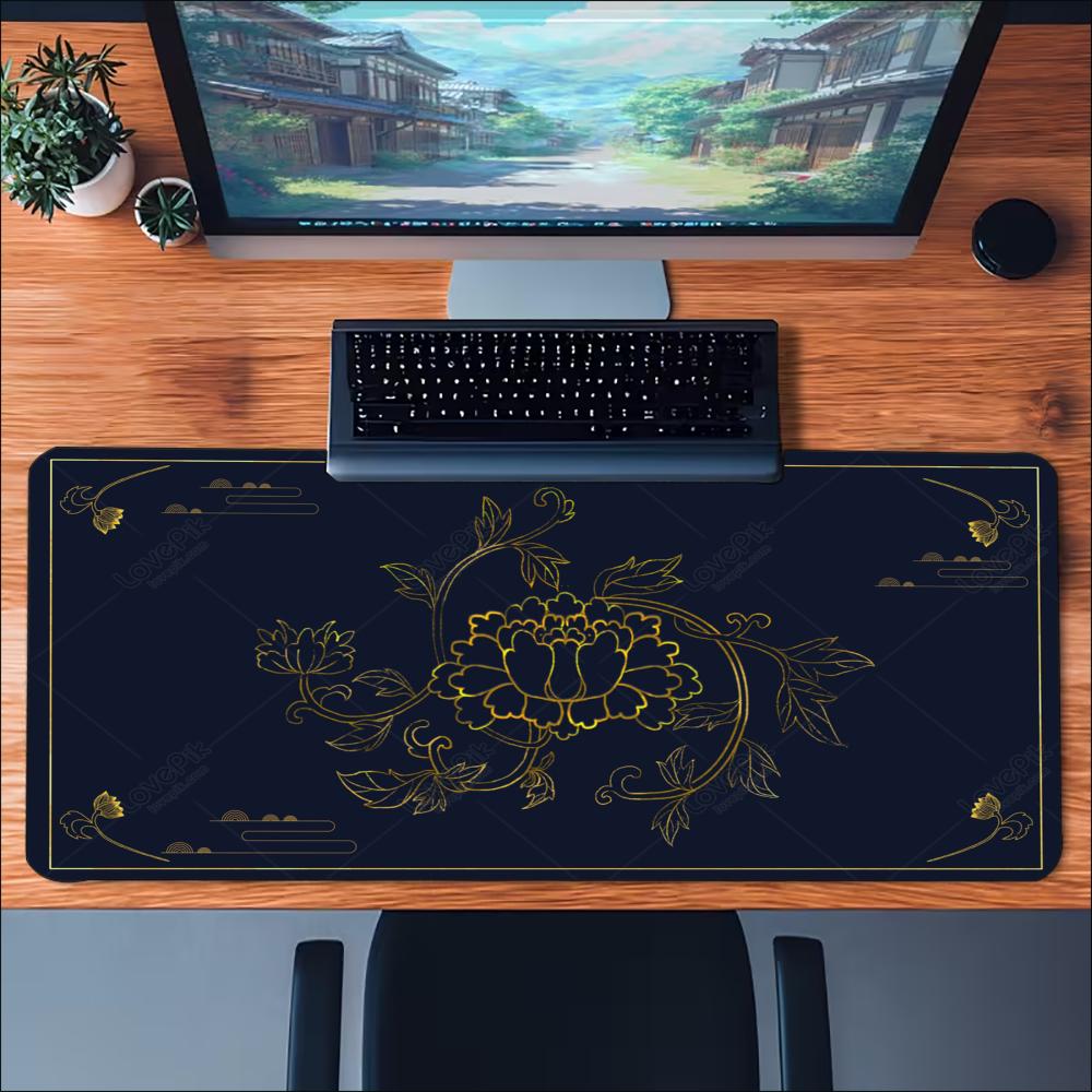 Asian Koi Lotus Ornament Art NonSlip Rubber Mouse Pad For Accurate Mouse Control Gaming Desktop Daily Entertainment