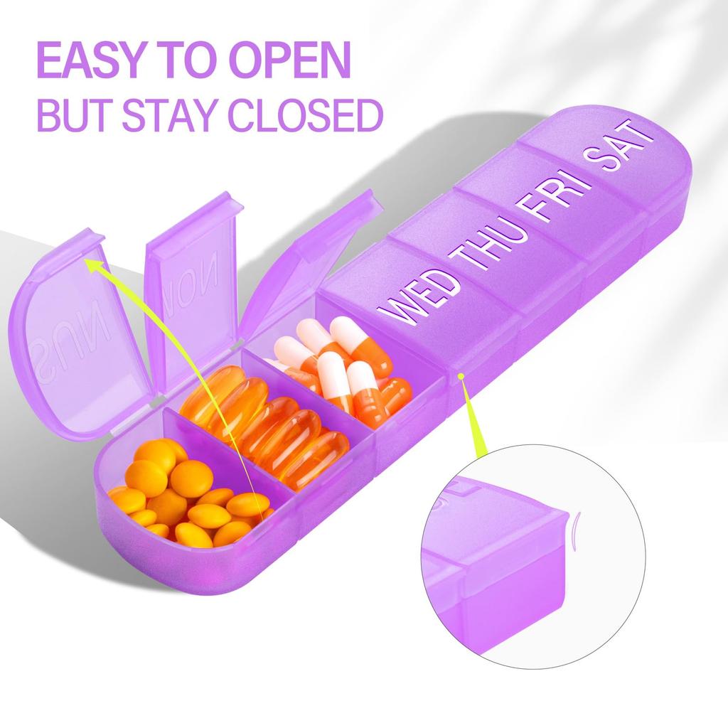 Weekly Pill Organizer 1 Time a Day Travel Pill Box 7 Day Extra Large Compartments Vitamin Holder Medicine Dispenser for Fish Oil