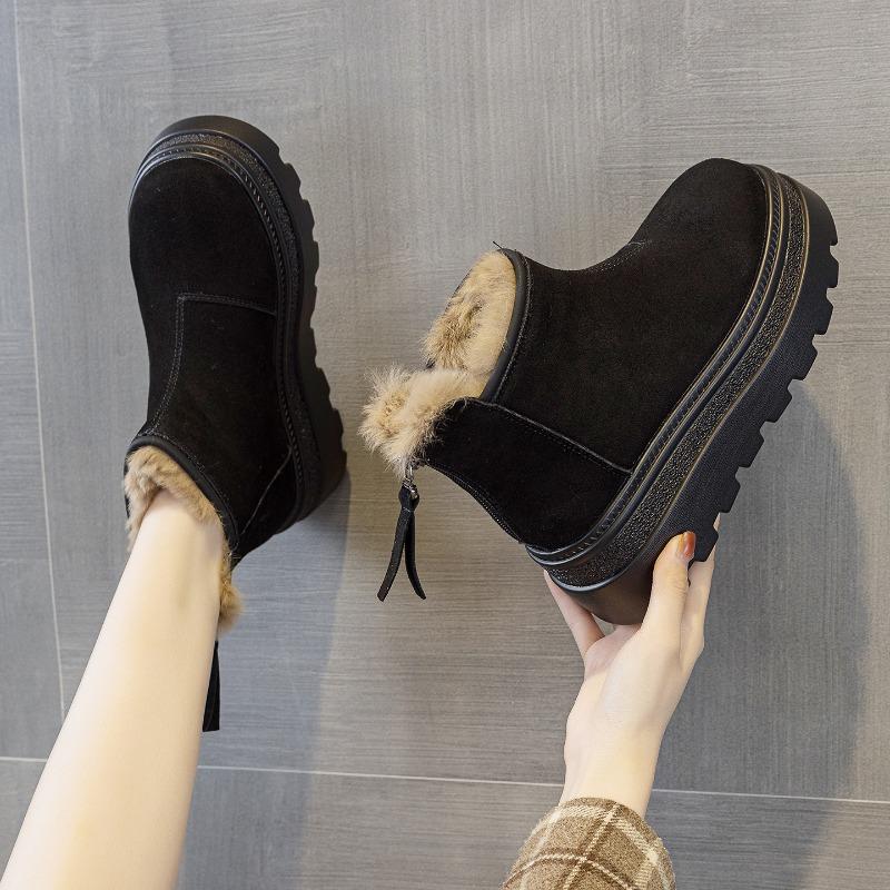 Winter New Velvet Fashion Casual Style Versatile Trend Rear Zipper Women's Boots Snow Boots Women
