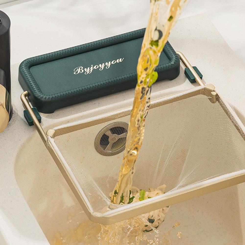 Küchenspülen-Sieb Abtropfregal Mehrzweck-Aufbewahrungsregal Küchenabfallspüle Rückstands-Netzregal mit 50/100 Stück Filternetz