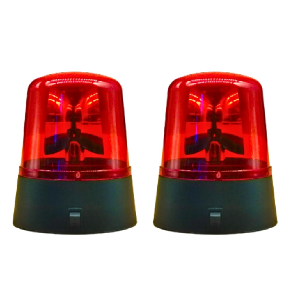 Tropchou Rotating Warning Set of 2 AA Battery Construction Light, 360-Degree Rotation, LEDs, Operated, Safety, Guidance, Security, Site, (2 Red)