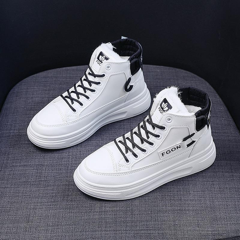 

[Customized] K6621 women s shoes velvet high-top little white shoes 2021 autumn and winter ins tide increases and keeps warm two cotton shoes 40