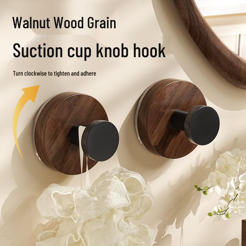 Wood Grain No-Drill Rotating Suction Cup Hook for Clothes - Super Strong & Traceless, Guest Room Door Back Adhesive Hook
