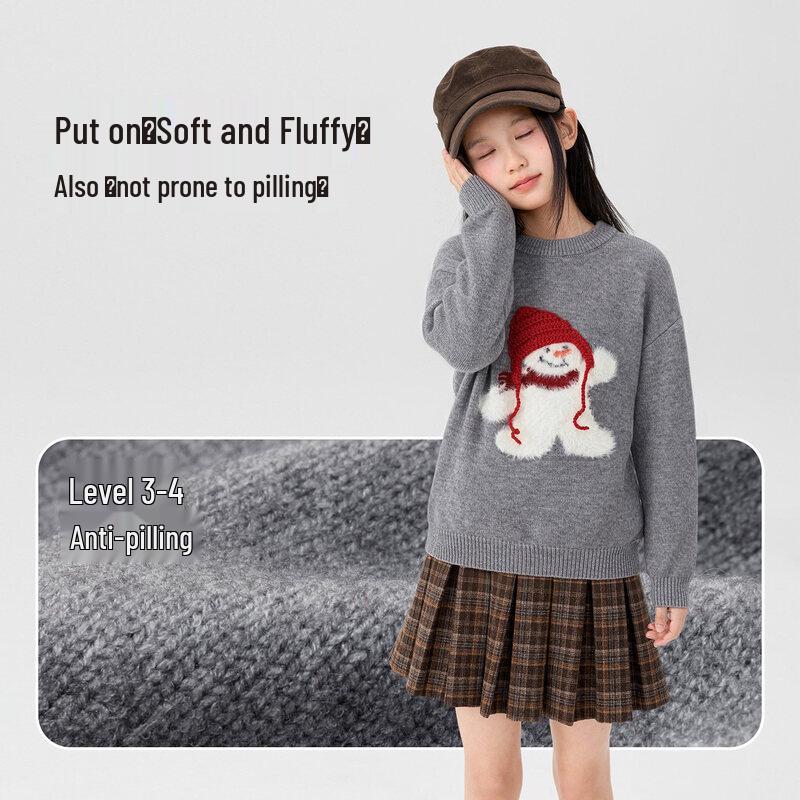 ZuoXi Girls' Angora-Style Jacquard Knit Pullover