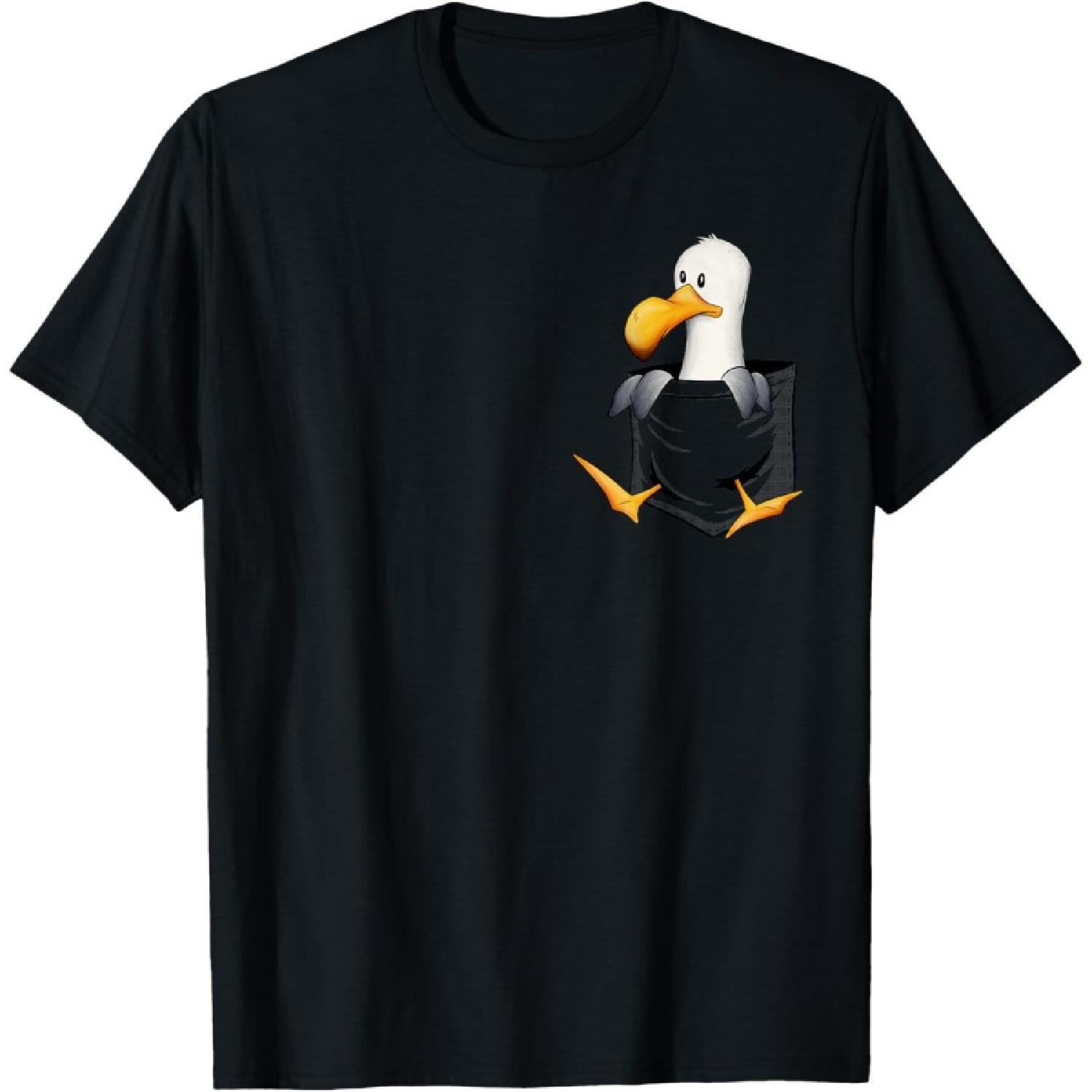 Funny Sea-Bird Drawing Cute Seagull In Pocket T-Shirt S