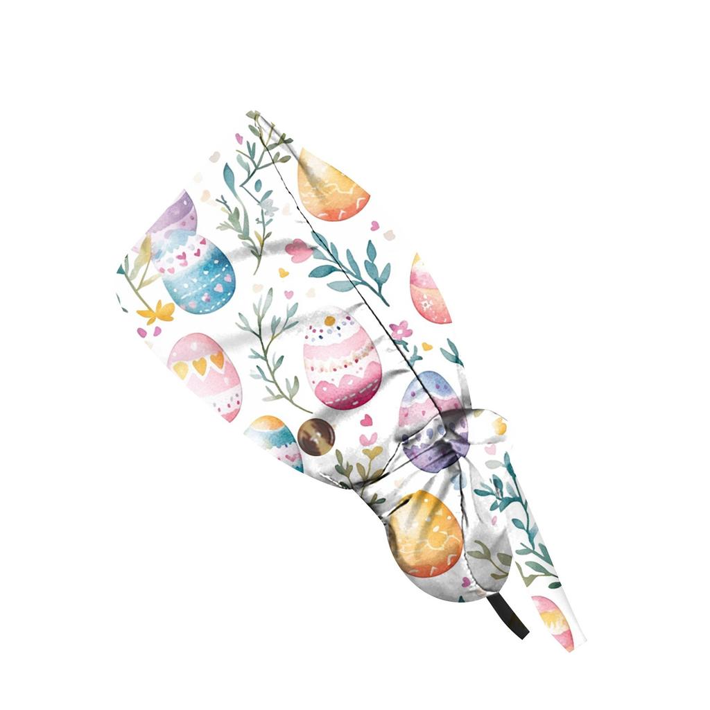 Adjustable Scrub Caps Ponytail Holder With Buttons Nursing Hats Long Hair Easter Print Nurse Caps Women Uniform Accessories