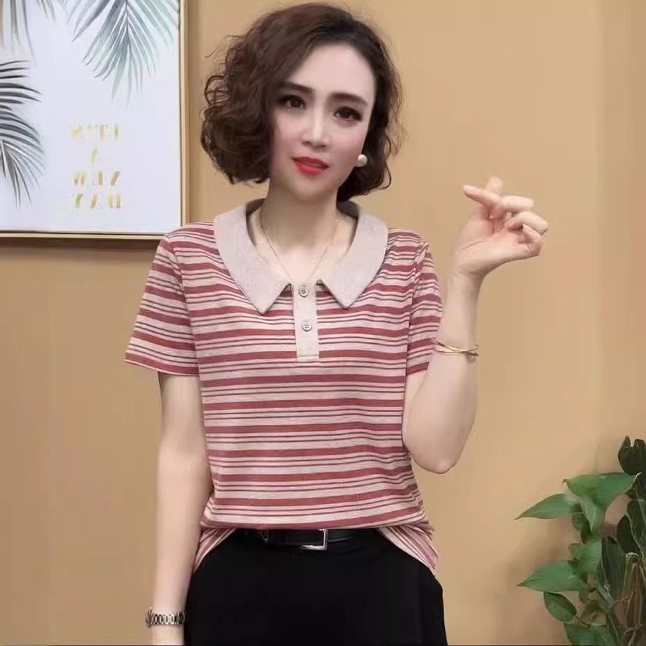 

Летняя Новая Мода Полосатый Свободный и Тонкий Повседневный Топ 5XL розовый