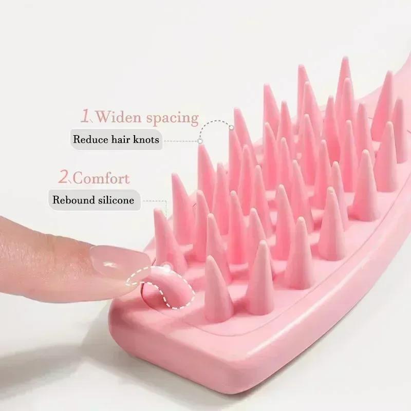 Extended Handle Soft Silicone Shampoo Scalp Hair Massager Hair Washing Comb Shower Brush Bath Spa Massage Brush Wholesale New