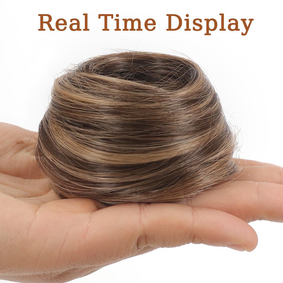 1PC Synthetic Hair Bun Curly Straight Hair Messy Bun Scrunchies Updo Hair Bands Elastic Band Hairpieces For Women Straight Fring