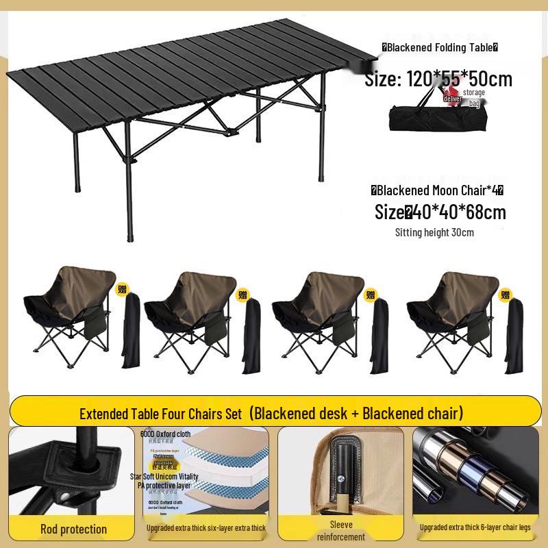 

Портативный складной рулонный набор стола и стульев для кемпинга - Идеально подходит для пикников и барбекю