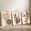 3pcs/set Geometric Plant Art Oil Painting Canvas with Wood Frame Draw Wall Decor Home Room Decorations