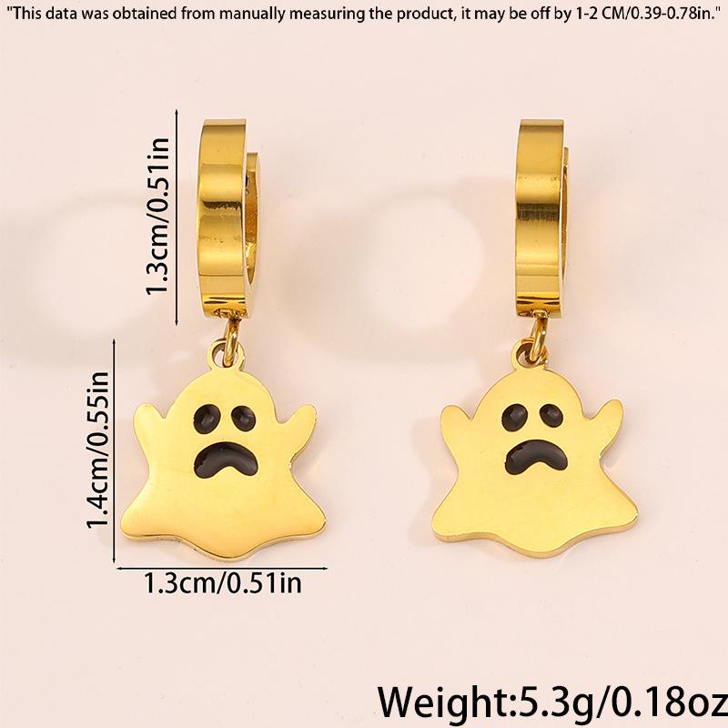 Titanium and Steel Earrings - Halloween Style Earrings - Pumpkin Head Witch-style Vintage Earrings