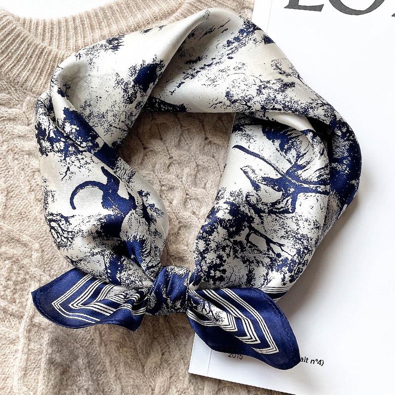 2022 Autumn/Winter Mulberry Silk Mori Style Print Square Scarf - Women's Warm Silk Neck Shawl