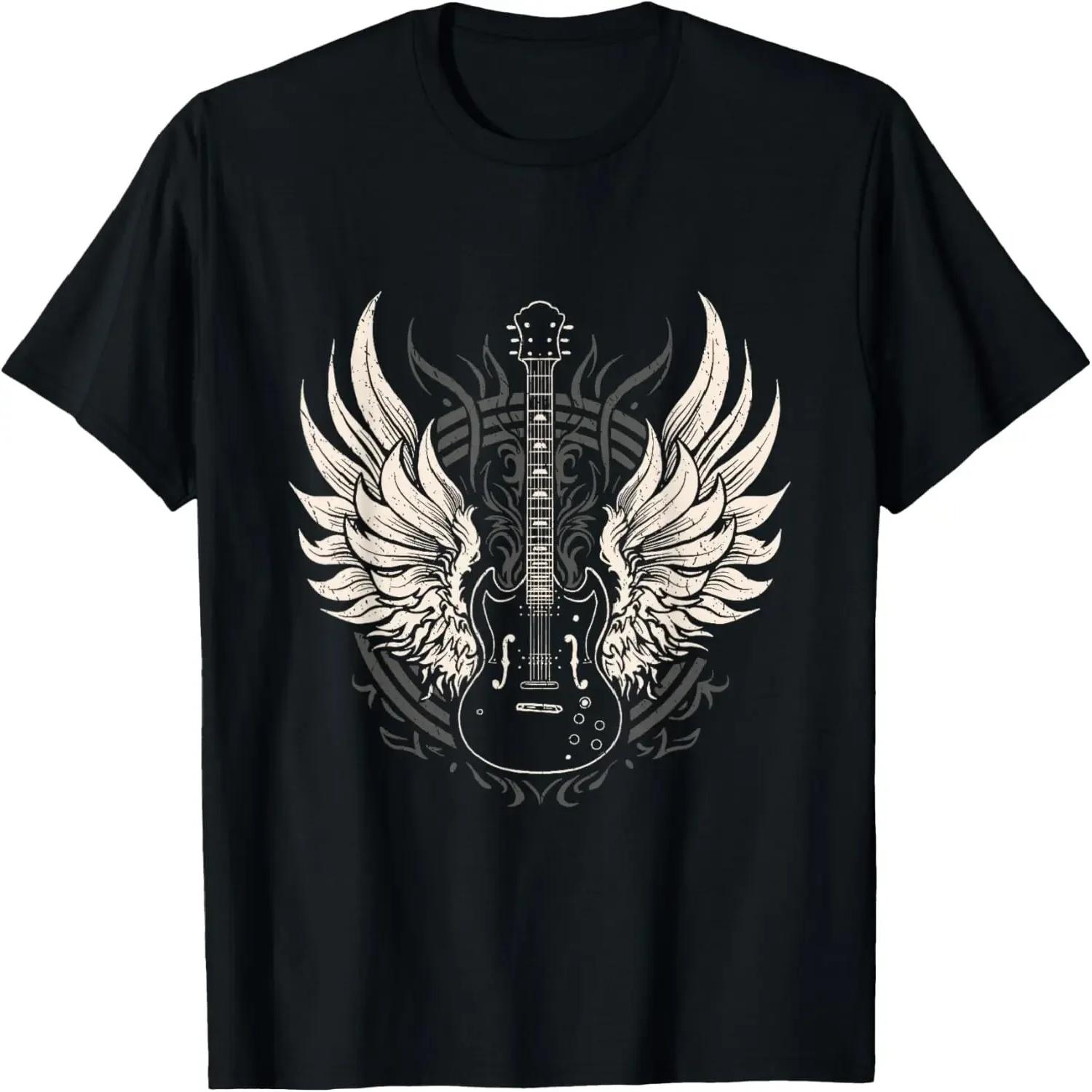 Guitar Wings Vintage Retro 80s Rock & Roll Music,Quality short sleeves S