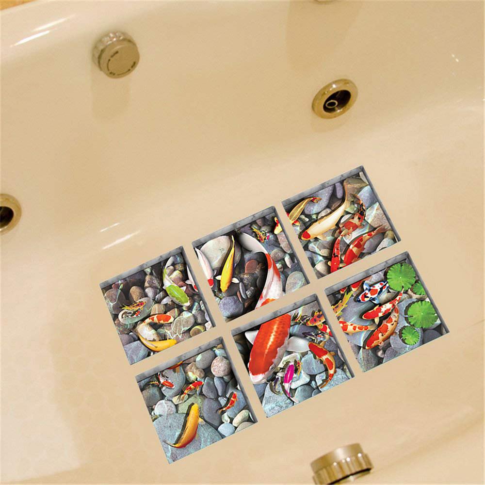 6PCS Fisch Badewanne Aufkleber rutschfeste wasserdichte 3D-Effekt selbstklebende Badezimmer Aufkleber PVC abnehmbare dekorative Wandbild