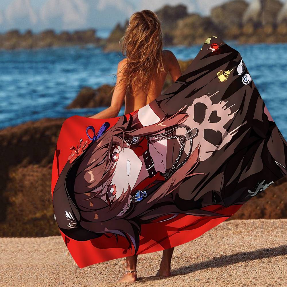 Hu Tao Genshin Impact Asciugamano da Spiaggia Cartoon Carino Kawaii Decorazione Stanza Bagno Ragazze Bambini Asciugamani per le Mani per Bagno Doccia
