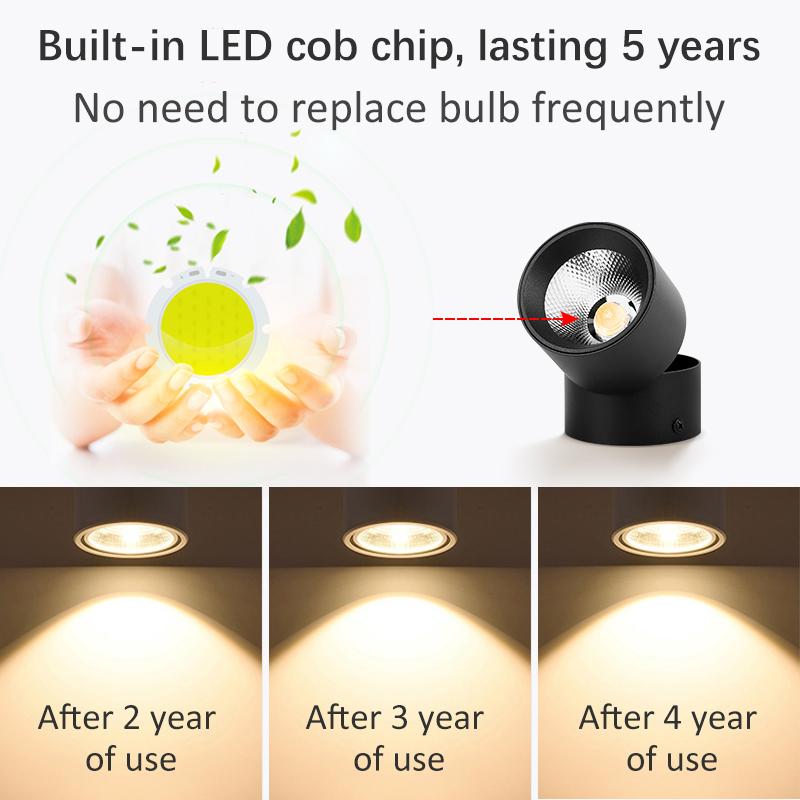 Colors Dimmable Led Downlight Foldable 360° Adjustable Spot Ceiling Lamp 7W 10W 15W Aluminum Led Spotlights For Living Room 220V