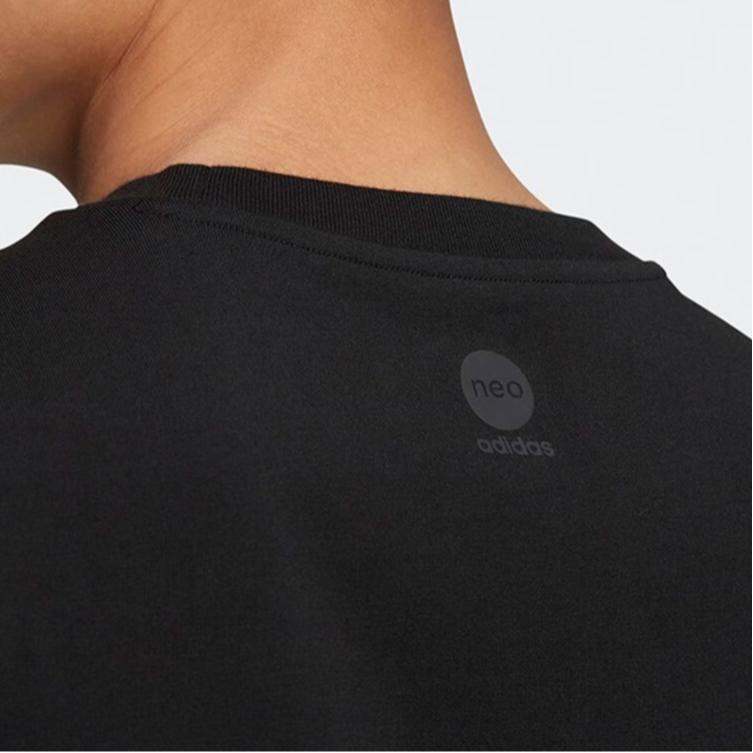 Adidas Neo Letter Print Breathable Casual Sports Round Neck Short Sleeve T-Shirt Unisex Tops Black HS8854