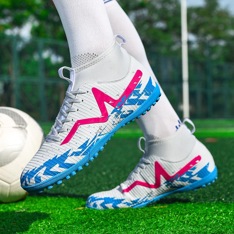 35-46 Kids Football Boots Rubber Soft Sole Short Nails Artificial Turf Leather Youth Kids Football Shoes Men's Sports Large Size Football Shoes
