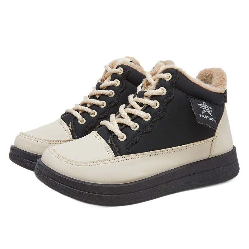 Warme Winter-Schneestiefel für Damen Schnür-Wanderschuhe Outdoor Anti-Rutsch-Sneaker Bequeme Kurze Stiefel mit Kunstfell gefüttert Damen-Knöchelboot