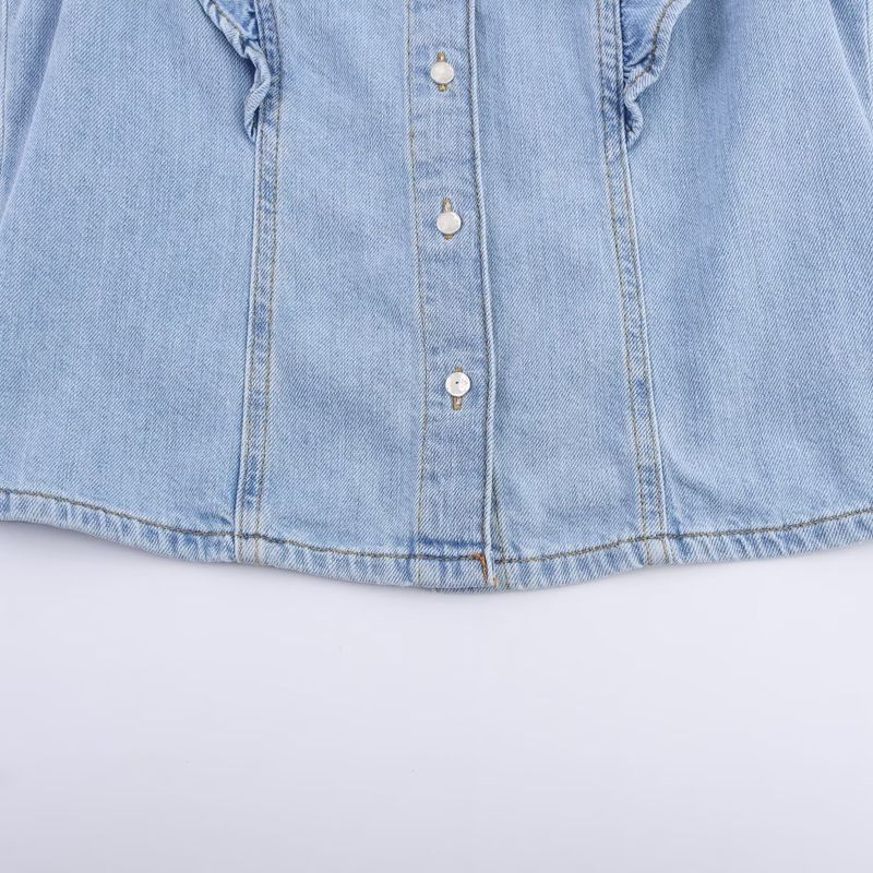 Araltay New Arrival Fashion Style Women's Laminated Denim Vest Top High Waist Denim 9942155 156