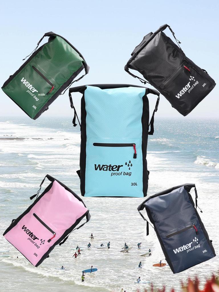 Waterproof Outdoor Drifting & Canyoning Backpack - Double Shoulder Barrel Bag for Beach & Storage.