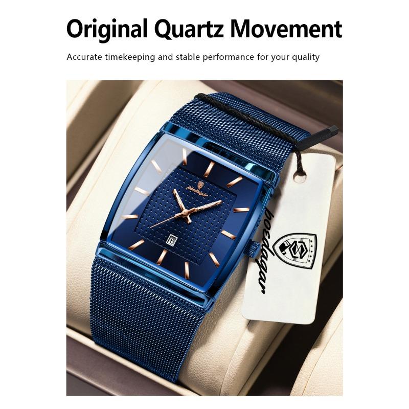 POEDAGAR Luxury Casual Men Clock Stainless Steel Mesh Date Waterproof Luminous Wristwatch Quartz Fashion Watches