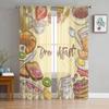 Dessert Cake Bread Modern Tulle Curtains for Living Room Bedroom Home Kitchen Window Sheer Curtains