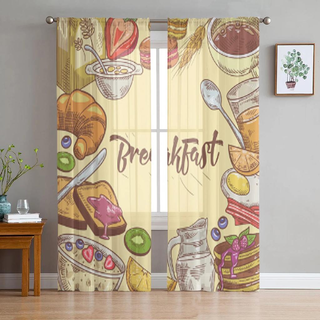 Dessert Cake Bread Modern Tulle Curtains for Living Room Bedroom Home Kitchen Window Sheer Curtains