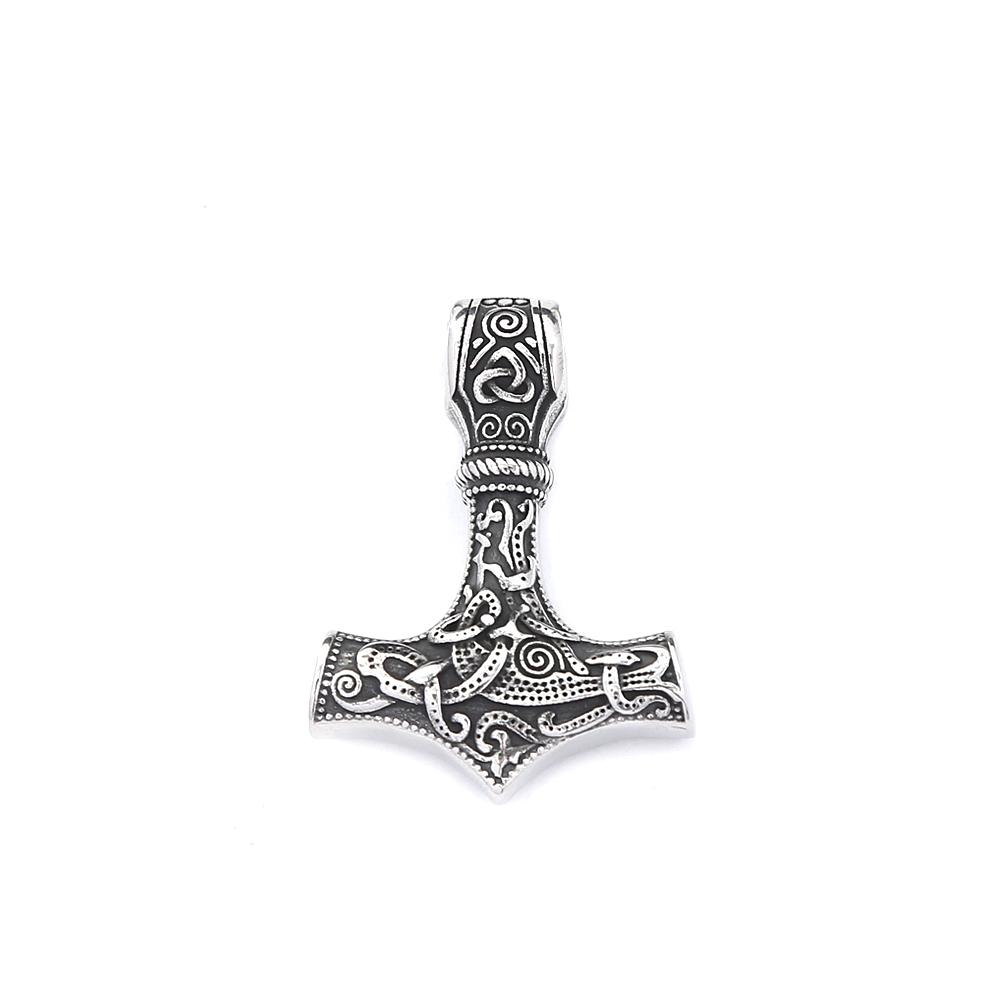 Vintage Classic Vikings Thor Mjolnir Hammer Pendant Necklace Men's Stainless Steel Nodic Amulet Pagan Jewelry Gifts Dropshipping