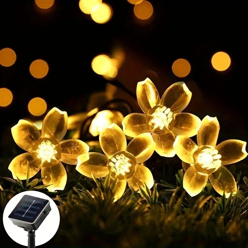 

1pc Solar Sakura String Lights 20/50/100LEDs Garden Solar Flower Lights Garden Decorations For Outdoor Home Lawn Patio Wedding 5m 20led