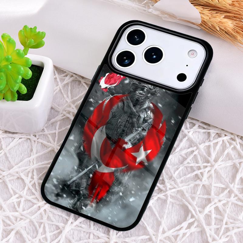 Turkey Flag Soldier Shockproof Phone Case for iPhone 17 Air 16e 15 11 12 14 13 Pro Max Cover Coque