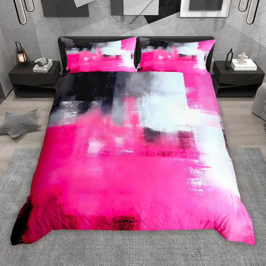 Homewish Watercolor Ombre Aesthetic Duvet Cover Set 2pcs/3pcs, Graffiti Oil Painting Bedding Set, Modern Gradient Bed Set